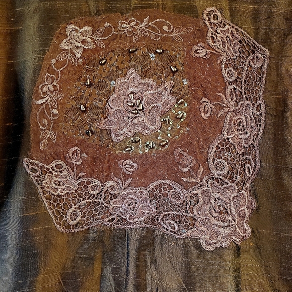Coldwater Creek Women's Size Large Embellished Silk Blend Bomber Jacket Copper - Picture 6 of 7
